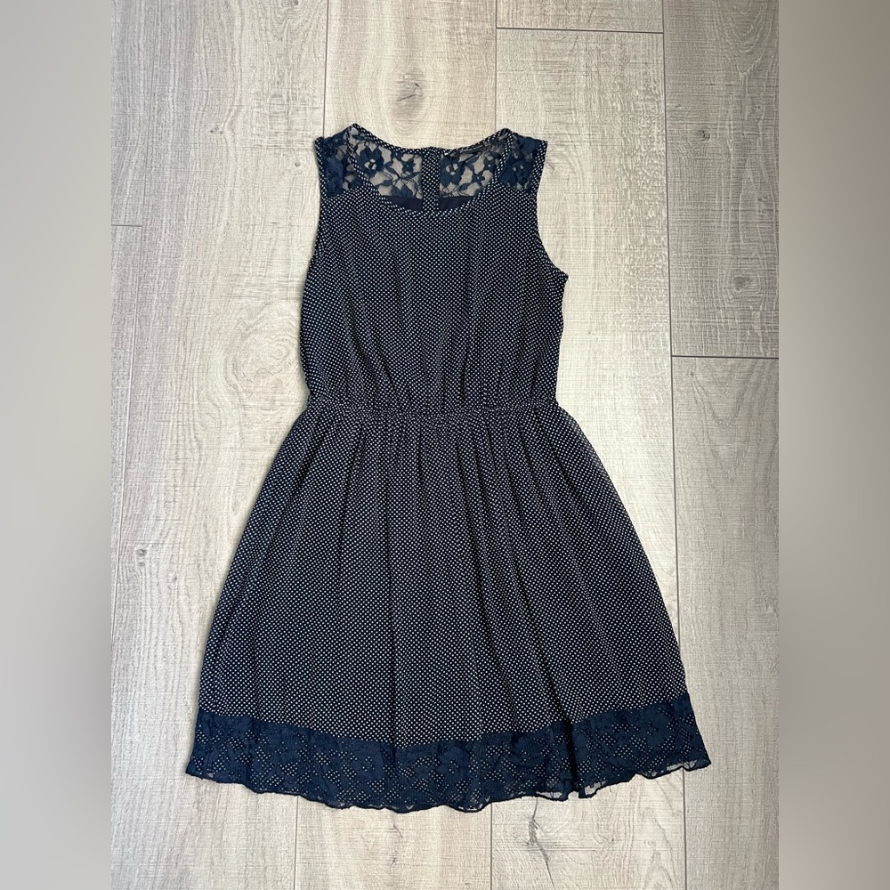 Zara Navy Blue Polka Dot Mini Dress Size Small